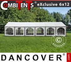 Tenda Exclusive CombiTents® 6x12m, 4-em-1, Cinza/Branco