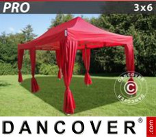 Tenda FleXtents PRO 3x6m Vermelho, incl. 6 cortinas decorativas