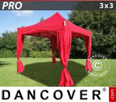 Tenda FleXtents PRO 3x3m Vermelho, inclui 4 cortinas decorativas
