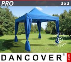 Tenda FleXtents PRO 3x3m Azul, inclui 4 cortinas decorativas