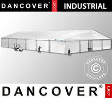 Tenda Industrial 20x30x8,04m c/portão deslizante, PVC, Branco