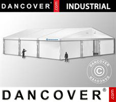 Tenda Industrial 15x15x6,03m c/portão deslizante, PVC, Branco