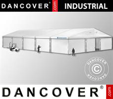 Tenda Industrial 12x25x5,92m c/portão deslizante, PVC, Branco