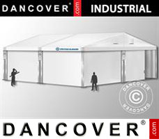 Tenda Industrial 10x10x4,52m c/portão deslizante, PVC, Branco